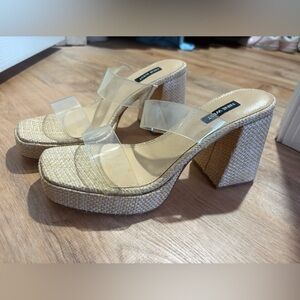 Nine West Clear Strap Platform Heels